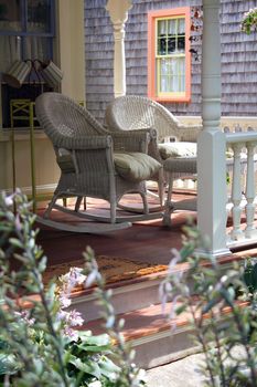 Rocking Chairs on a Martha's Vineyard Porch House