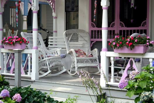 Rocking Chairs on a Martha's Vineyard Porch House