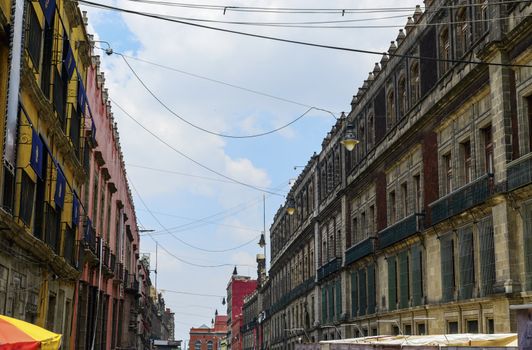 View on the old colonial buildings in Mexico city