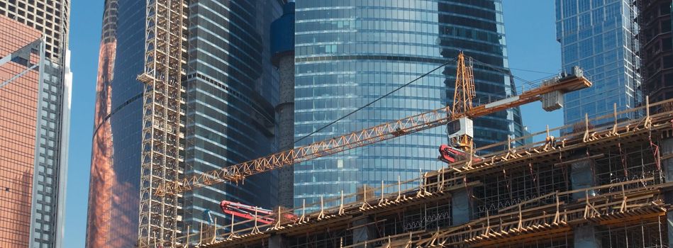 Construction of office buildings in the business center in Moscow