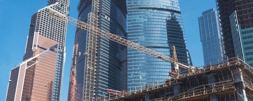 Construction of office buildings in the business center in Moscow