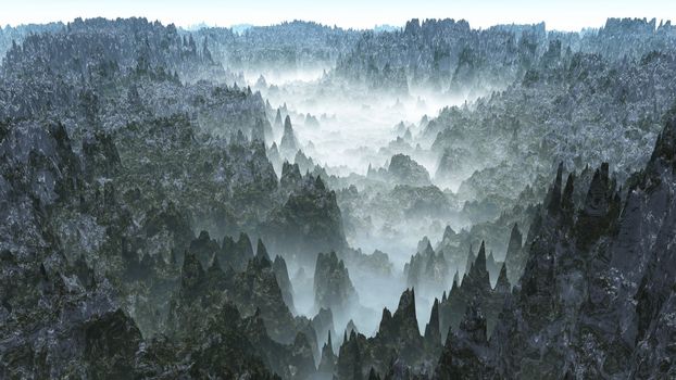 Chilean Andes - panoramic view of mountains