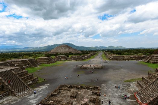 The Pyramid of the Sun, on the east side of the Avenue of the Dead, is the third-largest pyramid in the world (surpassed only by the Great Pyramid of Cholula and the Great Pyramid of Cheops in Egypt). It is the biggest restored pyramid in the Western Hemisphere and an awesome sight. Located in the city of Teotihuacán  is an ancient sacred site located 30 miles northeast of Mexico City, Mexico. It is a very popular side trip from Mexico City, and for good reason. The ruins of Teotihuacán are among the most remarkable in Mexico and some of the most important ruins in the world. 