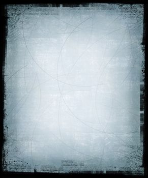 Blue Grunge Background with Scratches and Black Frame