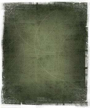 Green Background with Scratches and Grunge Frame