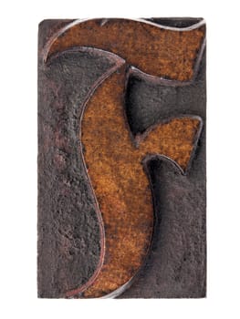 letter F in decorative vintage letterpress wood type block
