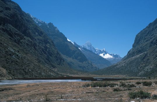 Beautiful view of snowy Andes Mountains in Peru