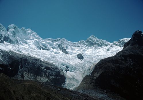 Stunning snow covered mountains in the Peruvian Andes