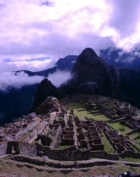 Ruins of lost Inca temple city Machu Picchu, Peru