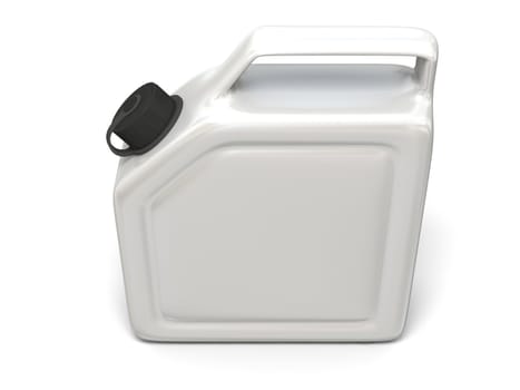 3D illustration of white jerry can isolated on white background.