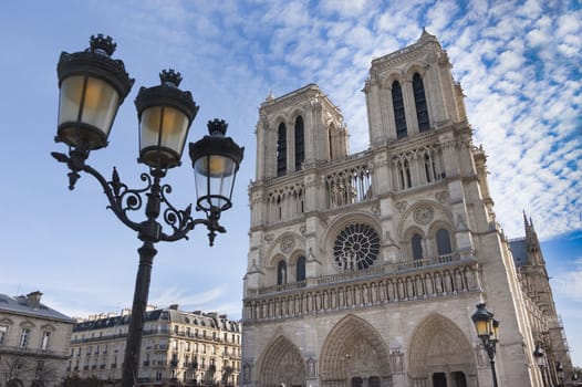 Notre Dame Cathedral started in the 12th century, located in Paris, France