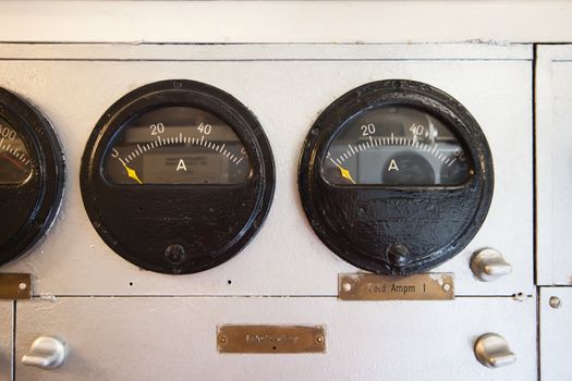 German world war 2 submarine - gauges in electric engine room - ultra wide angle photo