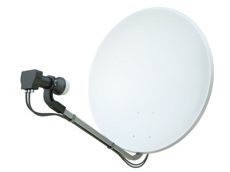 White satellite dish isolated on a white background. 3D render.