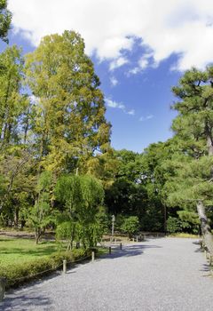 Pathway in the garden of nijo castle, Kyoto, Japan