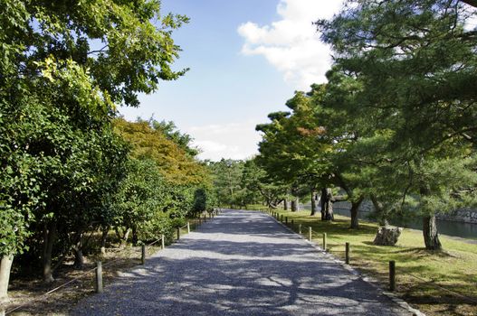 Pathway in the garden of nijo castle, Kyoto, Japan