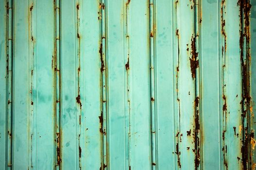 Corrosion blue metal fold door