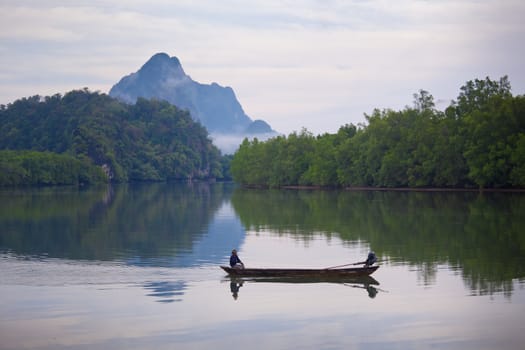 Boat on the river in Southern Thailand