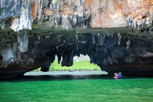 Cliff and boat in andaman south of Thailand