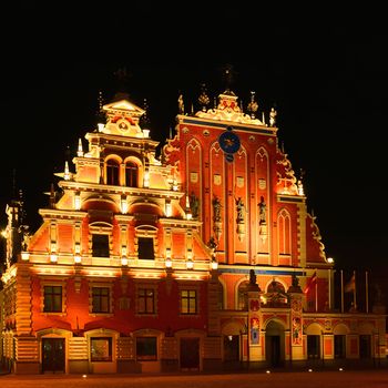 Restored Blackheads House In The Old Riga. Latvia.