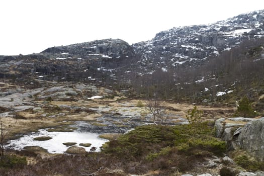 rough, rural landscape in the mountains of norway