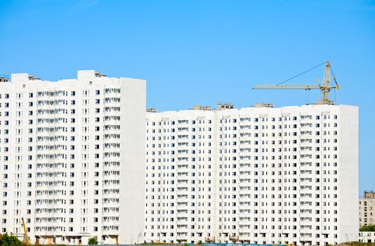 Construction of apartment blocks in Moscow suburb