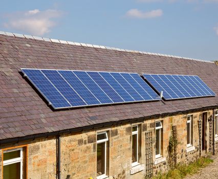 A roof mounted photovoltaic panel system