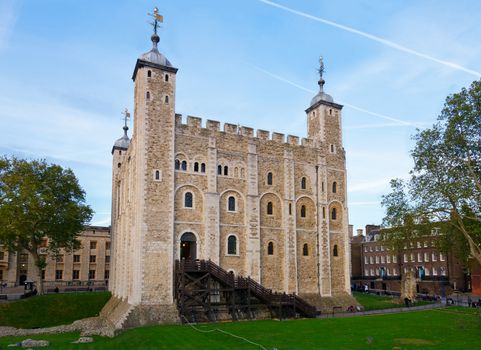 The White Tower at the Tower of London in England