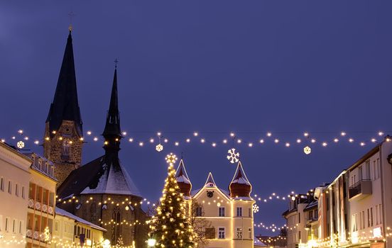 Village in Austria with Christmas Decoration