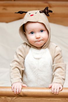 Little baby girl in deer costume