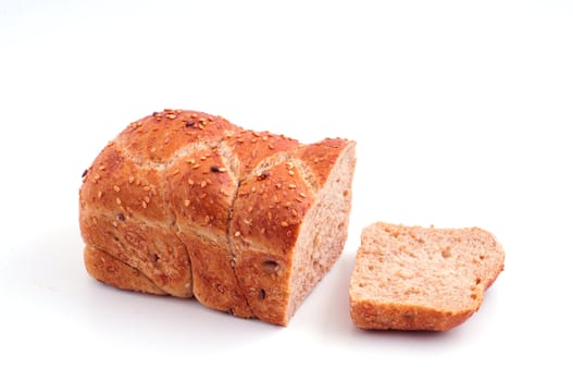 Loaf of bread is dark gray against a white background