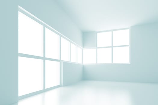 3d Illustration of Blue Modern Empty Room