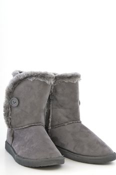 Women's warm winter boots gray photographed against a white background