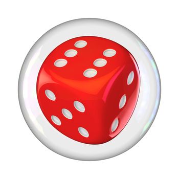 Gambling dice into the soap bubble isolated