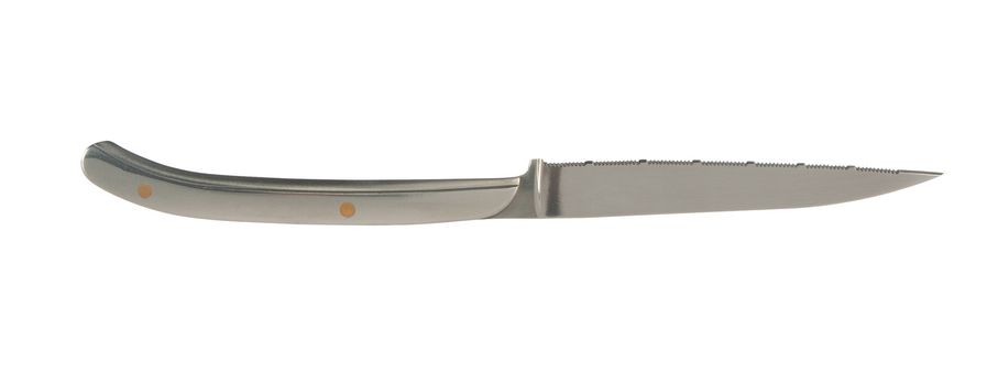 A sharp steak knife isolated on white background