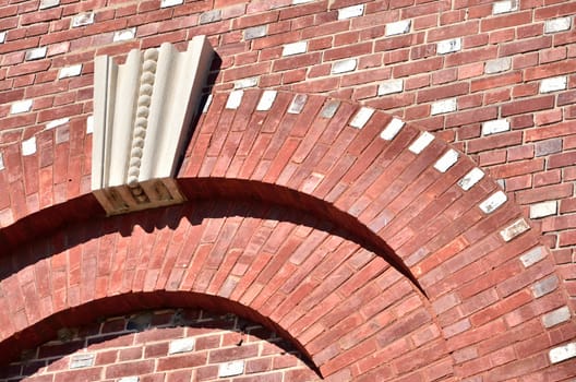Close up of double brick arches from art deco era building construction