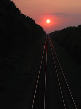 sunset over railway