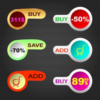 Set of premium icons and buttons for shop and shopping.