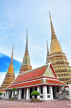 Stupa and pavilion at Poe temple, Thailand