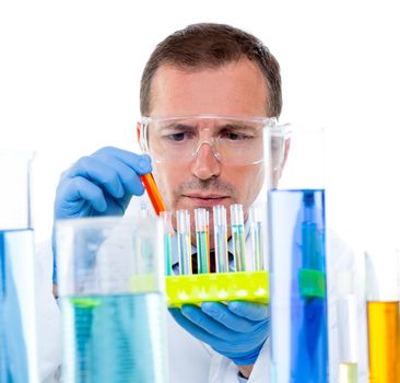 laboratory scientist working at lab with test tubes in chemical investigation