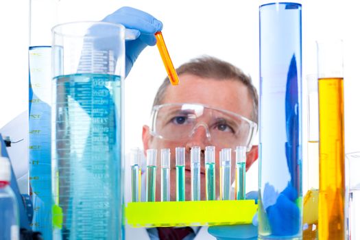 laboratory scientist working at lab with test tubes in chemical investigation