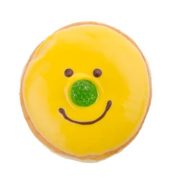 Donut, funny donut face on the background