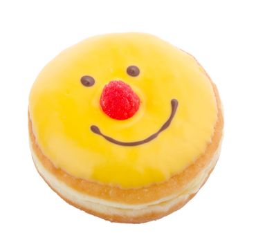 Donut, funny donut face on the background