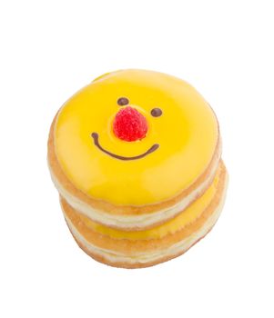 Donut, funny donut face on the background