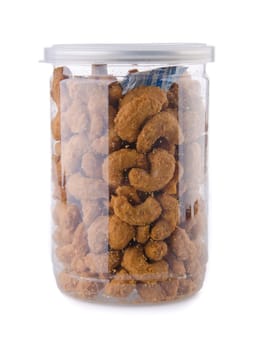 cashew nuts in jar on the background