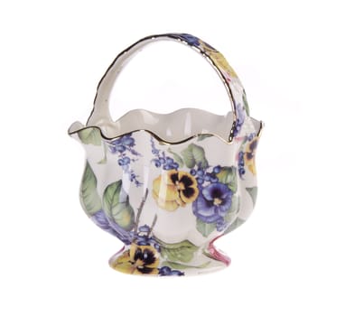 Ceramic basket on the background