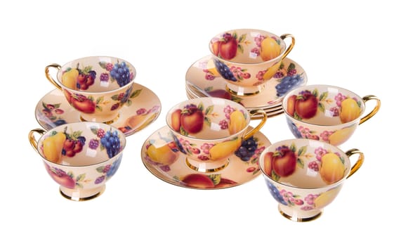 Ceramics tea cup set on the background