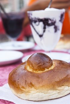 Sicilian granita with mulberry and delicious brioche.