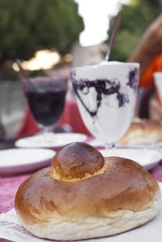 Sicilian granita with mulberry and delicious brioche.