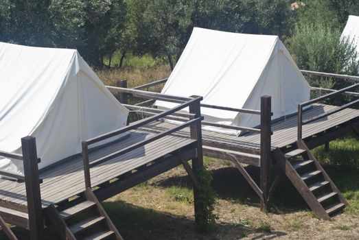 tents in touristic camping . Acquedolci, Messina, Sicily