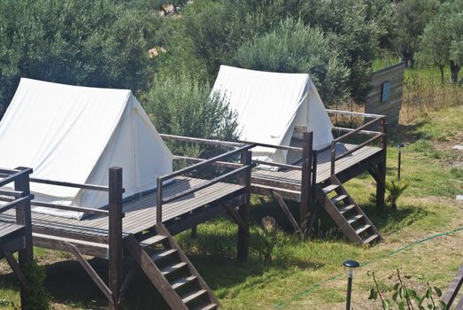 tents in touristic camping . Acquedolci, Messina, Sicily